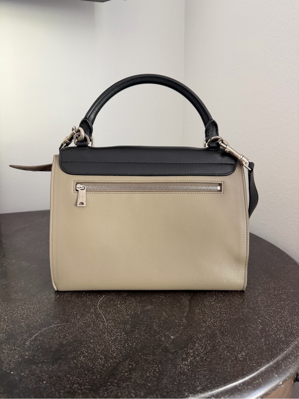Celine Leather Top-Handle Trapeze Bag in Black, Taupe & Orange - Pre-Loved - Picture 4 of 13